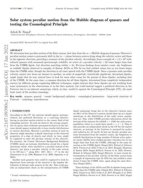 PDF Solar System Peculiar Motion From The Hubble Diagram Of Quasars