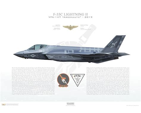 Aircraft Profile Print Of F 35c Lightning Ii Vfa 147 Argonauts Nh407 169305 2019 Profile