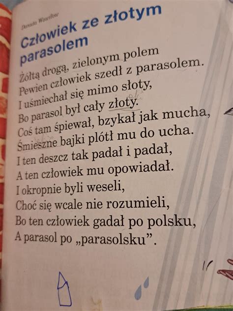 Z Wiersza Cz Owiek Ze Z Otym Parasolem Wypisz Przymiotniki