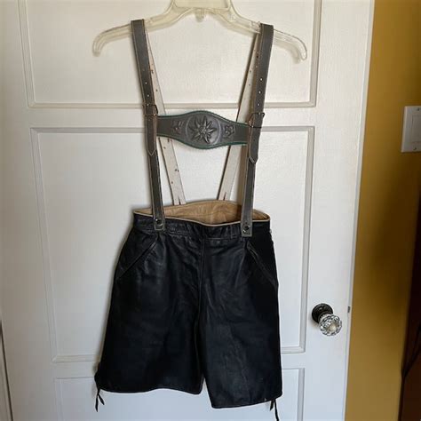 Small Vintage Leather Lederhosen Shorts And Suspender… Gem