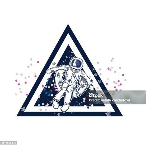 Ilustración De El Astronauta Flota En El Espacio En Un Círculo Inflable Ilustración Vectorial