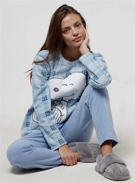 Ripley Pijama Mujer Index Multicolor Manga Larga Polar Snoopy