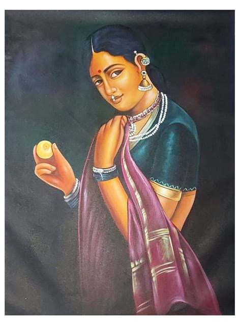 Beautiful Indian Woman Oil Painting By Jagriti Sharma Exotic India Art