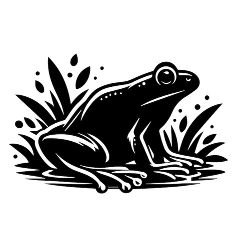 Premium Vector Black And White Frog Silhouette Design