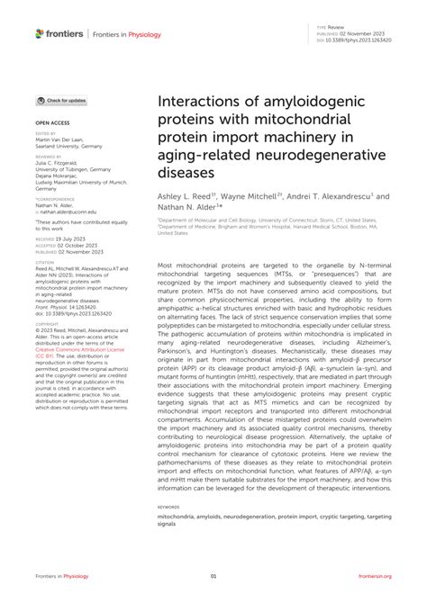 Pdf Interactions Of Amyloidogenic Proteins With Mitochondrial Protein