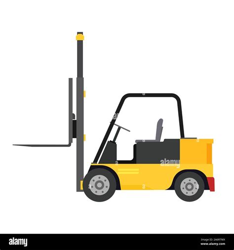 Forklift Vector Cargo Truck Side View Delivery Illustration Equipment