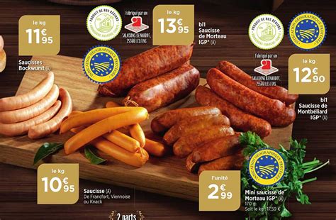 Promo Saucisses Bockwurst Saucisse Mini Saucisse De Morteau Igp Bi1