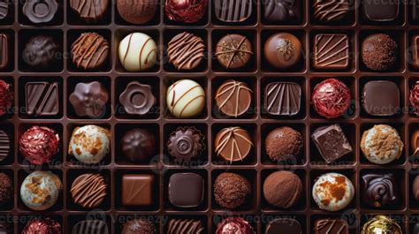 Ai Generated Assorted Rows Of Different Chocolate Sweets Neatly