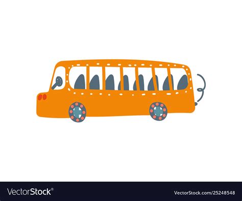 Yellow bus public transport side view cartoon Vector Image