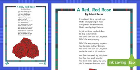 A Red, Red Rose Robert Burns Poem (teacher made) - Twinkl