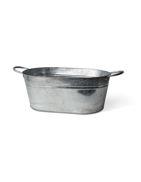 Tub With Handles Metal 44 X 175 Cm Cool Grey