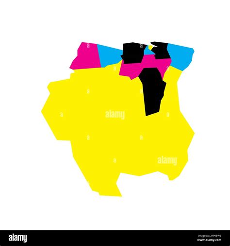 Surinam Mapa político de las divisiones administrativas distritos