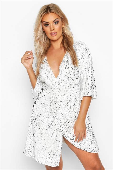 Plus Sequin Twist Front Dress Boohoo