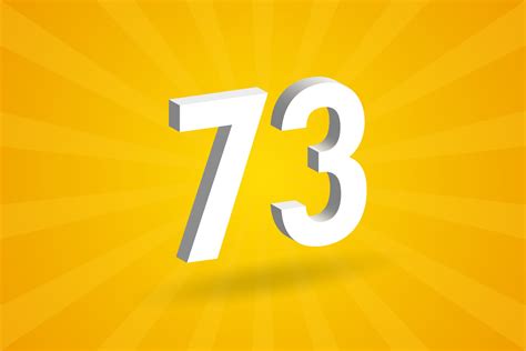 3d 73 Number Font Alphabet White 3d Number 73 With Yellow Background