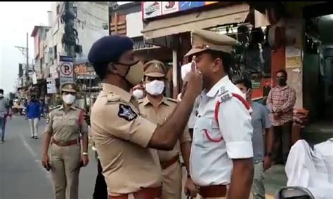 Traffic Inspector In Guntur Fined For Not Wearing Mask