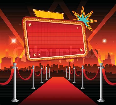 Theater Sign Red Carpet Hollywood Banner Film Premiere Stock Vector