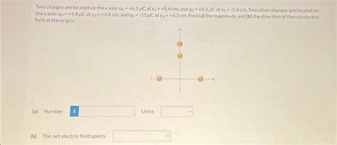 Solved Two Charges Are Located On The X Axis Q1 61 μc