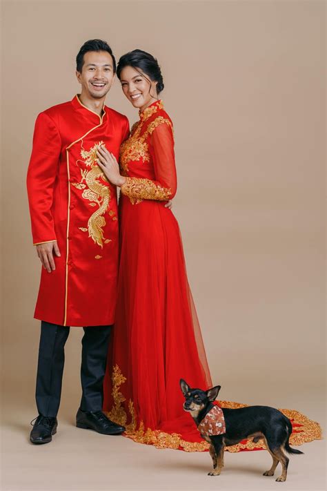 Traditional Vietnamese Wedding Dress Red And Gold Ao Dai East Meets