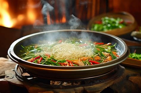 Premium Photo | Closeup of a colorful stir fry being cooked in a wok