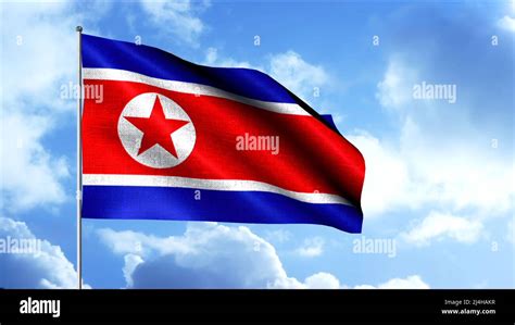 The flag of the DPRK. Motion.The national flag of the Democratic People ...