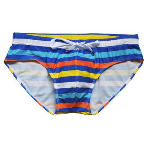 C4b New Mens Striped Printed Sexy Triangle Swim Trunks Close Fitting