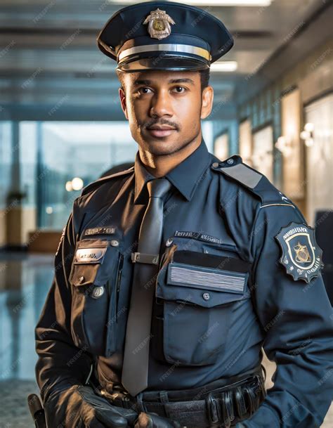 Premium Photo Vigilant Patrol Handsome Police Officer In Action