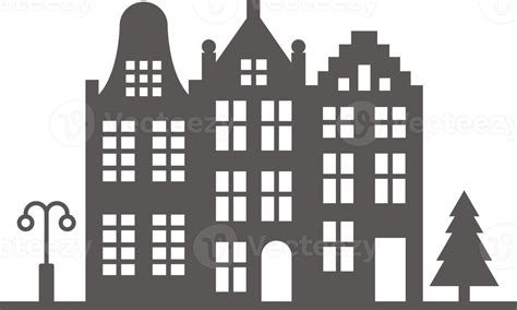 Silhouette Of A Row Amsterdam Style Houses Facades Of European Old