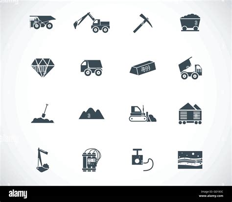 Vector Black Mining Icons Set Stock Vector Image Art Alamy