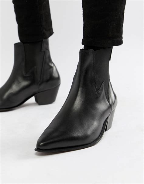 Asos Cuban Heel Western Chelsea Boots In Black For Men Lyst