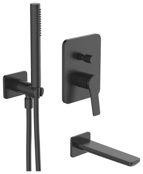 Aqualla Avante Wall Mounted Bath Shower Mixer Matt Black Av Wbsm Bl