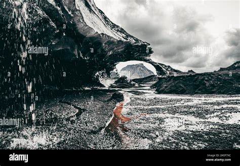 A Minimalistic Grayscale Of The Rock Formations At The Katla Volcano