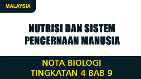 Nota Biologi Tingkatan 4 Bab 9 Nutrisi Dan Sistem Pencernaan Manusia