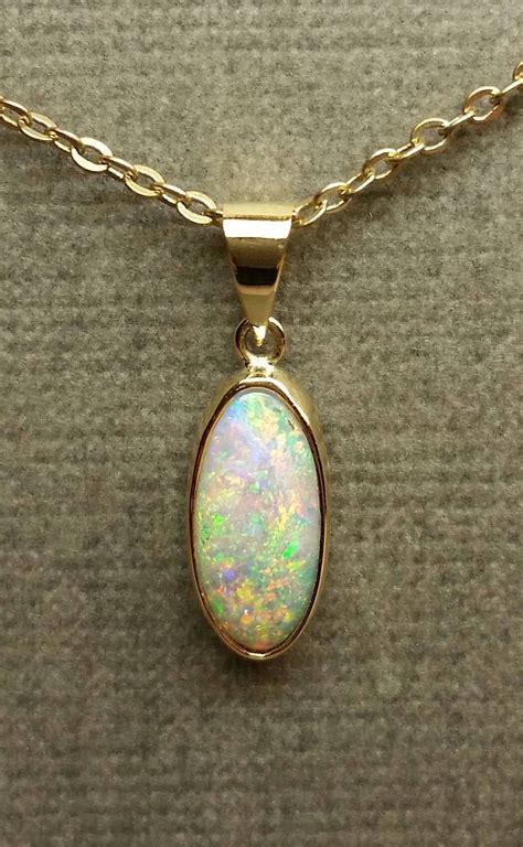 Gem Quality Andamooka Crystal Opal Solid Ct Yellow Gold Pendant