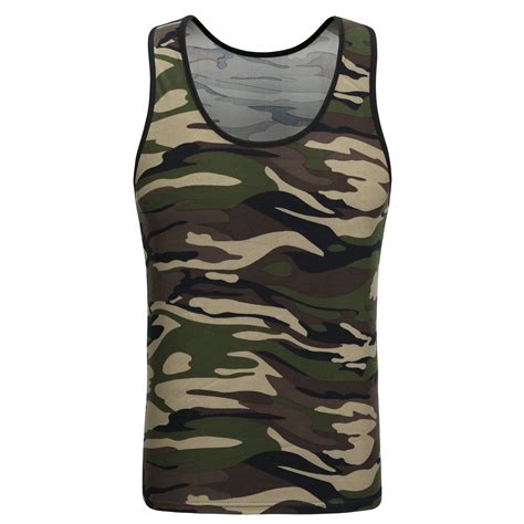 Mens Tank Tops Military Style Camouflage Sport Sleeveless Undershirts