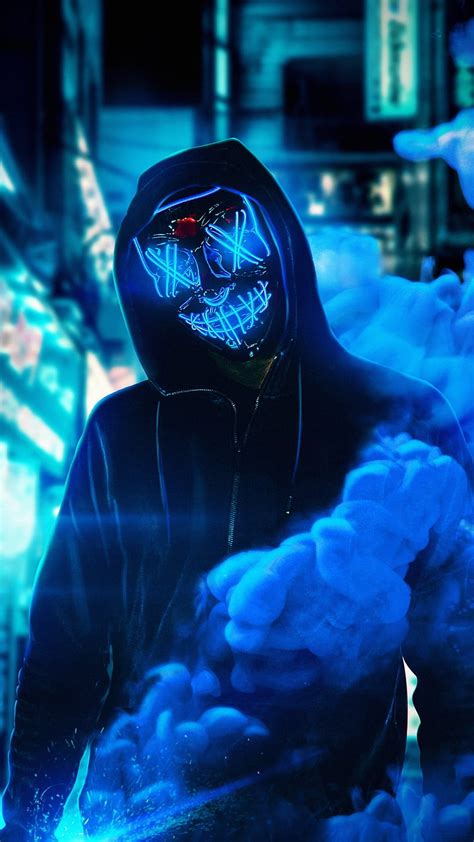 Neon Mask Blue Bluee Guy Mask Neon Hd Phone Wallpaper Peakpx