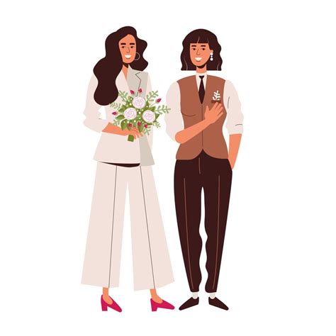 Lesbian Women Get Married Equality And Pride Ceremony And Oath At The Altar 13661077 Vector