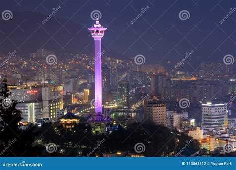 Busan City Skylight and Busan Tower at Night Editorial Photography - Image of asia, residential ...