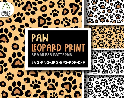 Paw Leopard Print Svg Leopard Seamless Pattern Svg Cat Paw Etsy