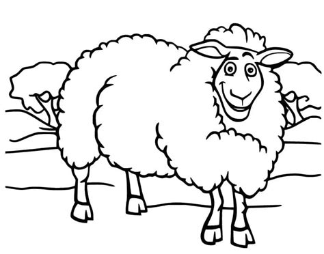 Coloriage Mouton de Dessin Animé télécharger et imprimer gratuit sur