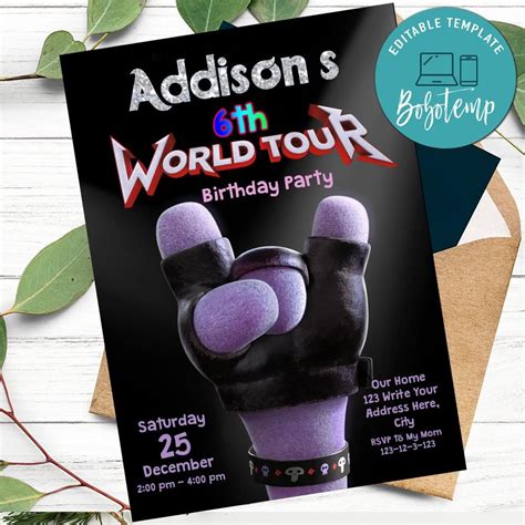 Trolls World Tour Movie Birthday Invitation Printable Diy Bobotemp