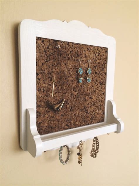 Hanging Jewelry Wall Organizer Cork Board Display Vintage Chic