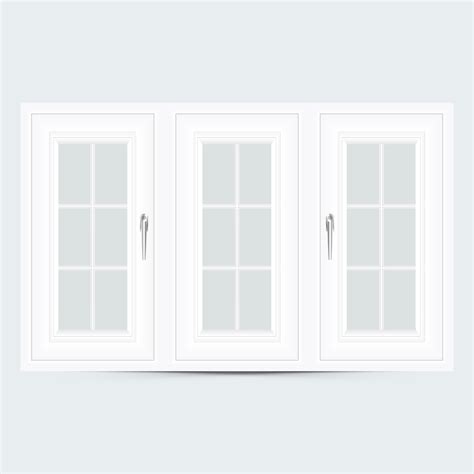 Triple Casement Window with Six Symmetrical Glass Panes