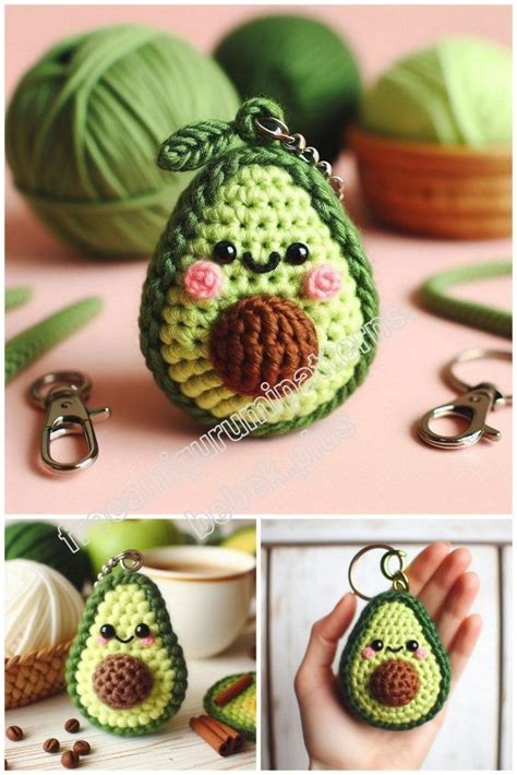 Crochet Avocado Keychain Amigurumi Free Pattern In Crochet