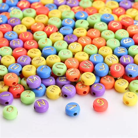 Herzwild Perles Lettres Pcs Perle Alphabet Perle Color Es Avec