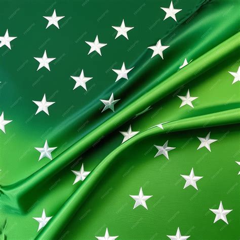 A Green And White Flag With Stars And A Green Background Premium Ai