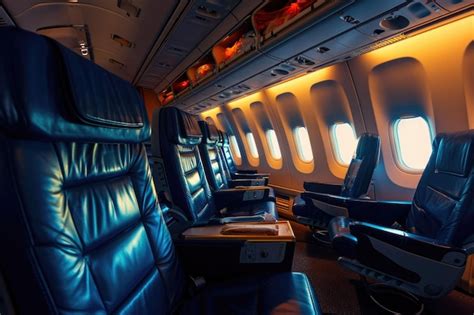 Premium Ai Image Business Class Airplane Cabin Interior View