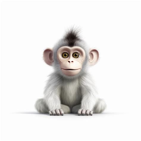 Premium Ai Image Realistic Monkey On White Background In Pixar Style