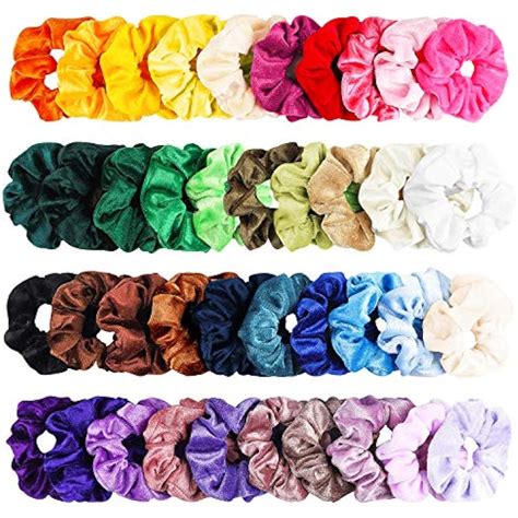 WATINC 40Pcs Colorful Velvet Hair Scrunchies Set Elastic Bobbles For