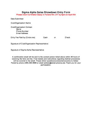 Fillable Online Salsa Festival Entry Form Pdf Fax Email Print PdfFiller