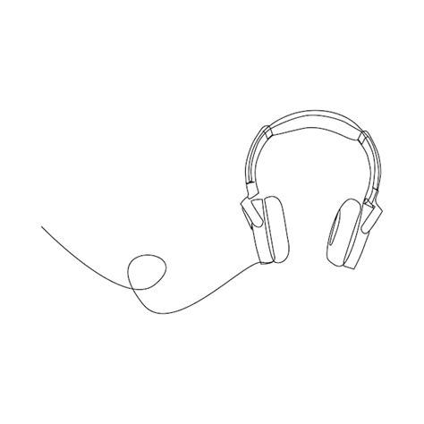 Premium Vector Headphone Continuous Line Drawing Listening Music